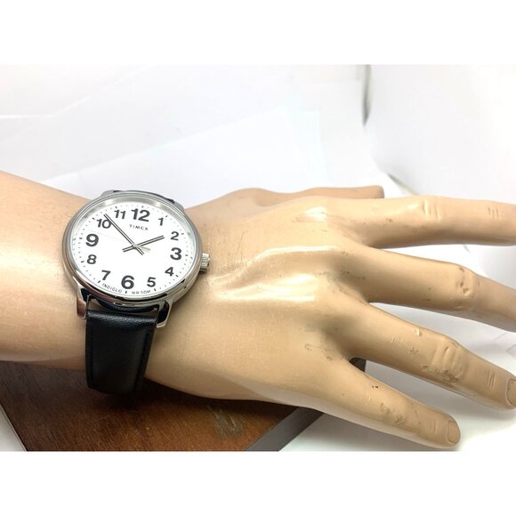 Timex Men's Watch TW2V21200 Quartz Indiglo White Dial Black Leather Band 43mm - Picture 5 of 15